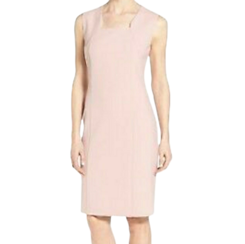 NWT HUGO BOSS Diopena Ponte Midi Sheath Dress in Light Pink, US 10